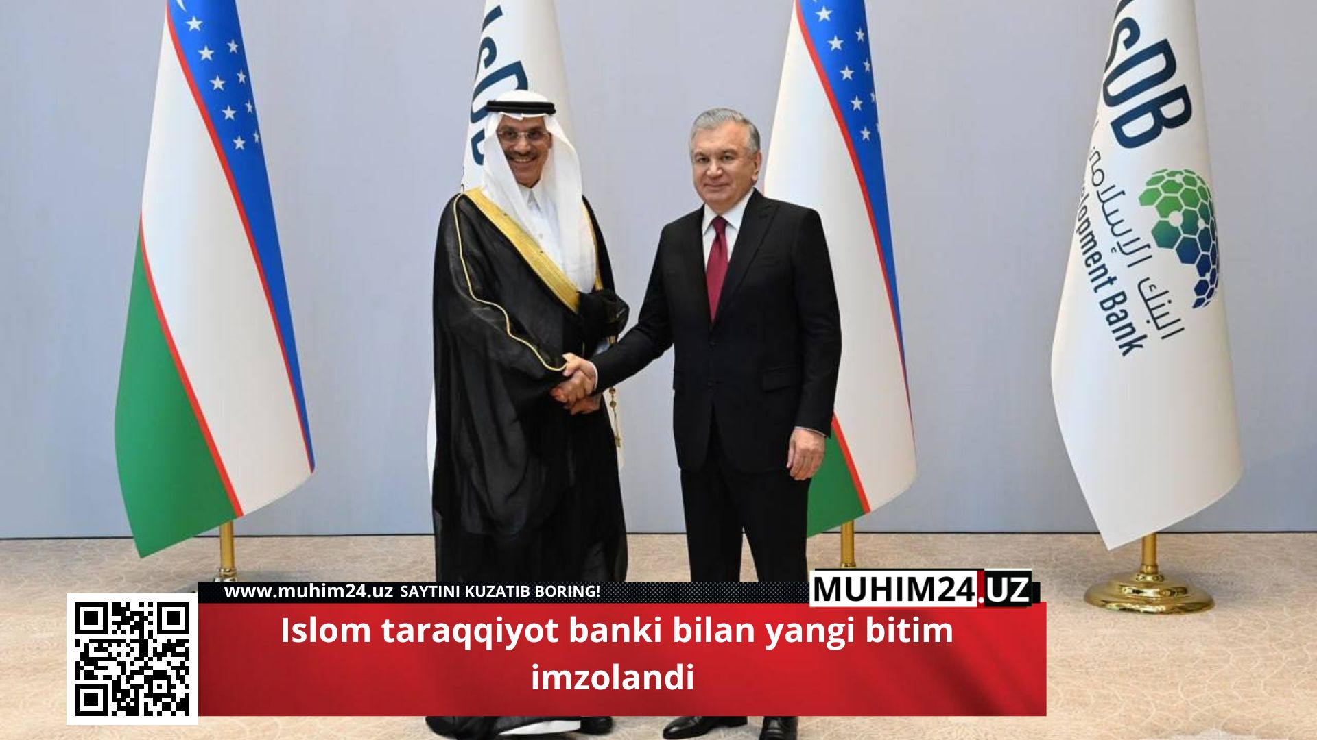 Islom taraqqiyot banki bilan yangi bitim imzolandi