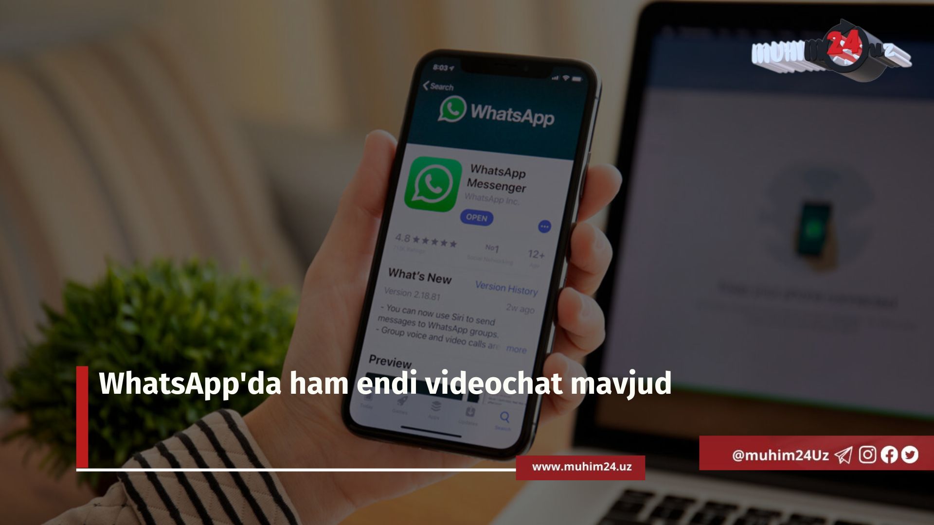 WhatsApp’da ham endi videochat mavjud