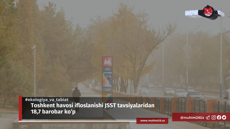 Toshkent havosi ifloslanishi JSST tavsiyalaridan 18,7 barobar ko‘p