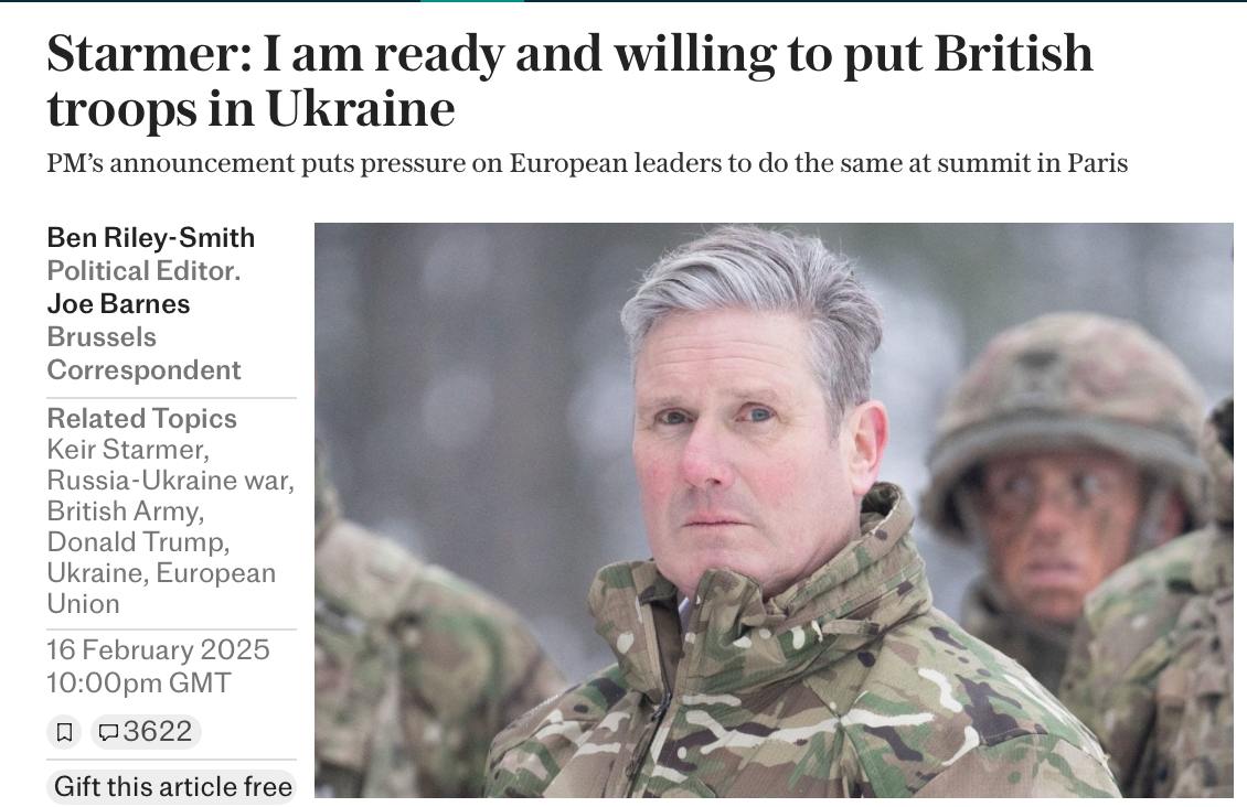 Starmer Britaniya qo‘shinlarini Ukrainaga joylashtirishga tayyorligini ma’lum qildi