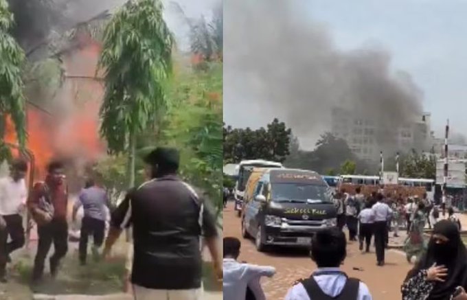 Bangladeshda qishloqqa samalyot quladi