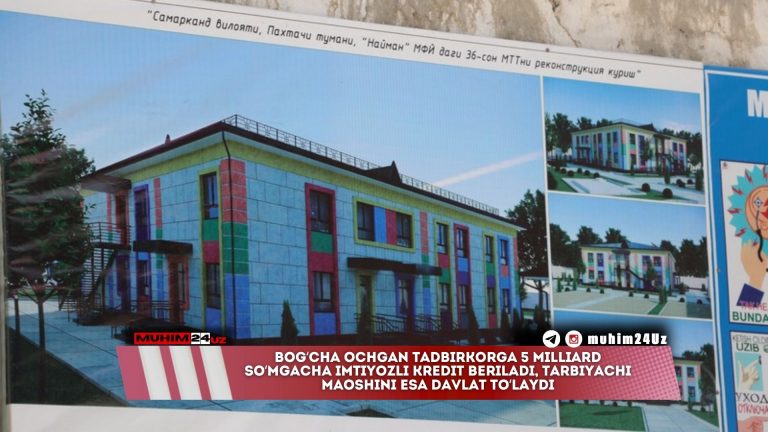 Bog‘cha ochgan tadbirkorga 5 milliard so‘mgacha imtiyozli kredit beriladi, tarbiyachi maoshini esa davlat to‘laydi