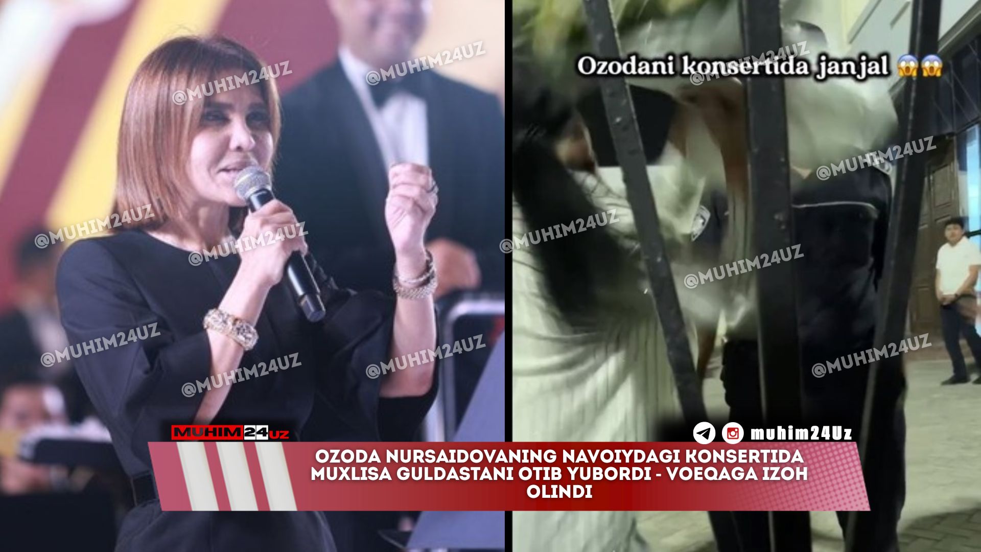 Ozoda Nursaidovaning Navoiydagi konsertida muxlisa guldastani otib yubordi – voeaga izoh olindi