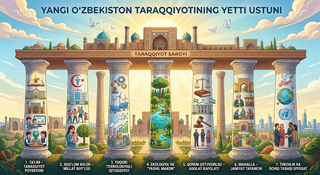 Yangi O‘zbekiston taraqqiyotining yetti ustuni